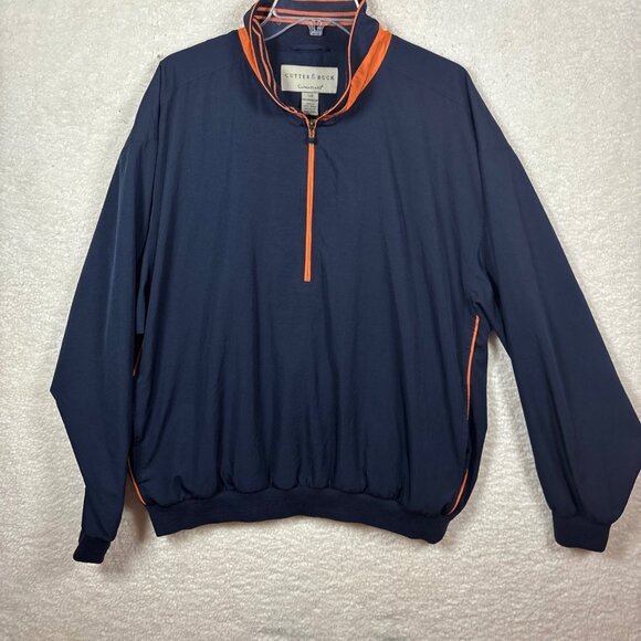 Cutter & Buck Climagard Navy Blue & Orange 1/4 Zip Pullover Jacket L - Picture 6 of 16